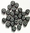 25 12mm Matte Black and Silver Swirl Disk Beads